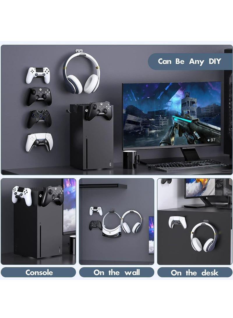 Loquat 6 Pack PS5/PS4/Xbox/Switch Controller Wall Mount with Adhesive Headset Holder, Headphone Hanger Wall Hooks - Image 5