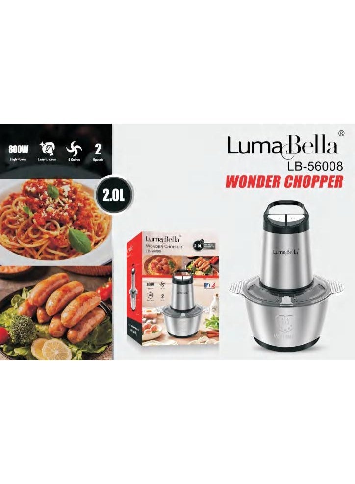 لوما بيلا كبة استانلس 2 لتر 2 سرعه 800 وات LB-56008 - Image 2