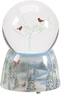 Roman Roman Frosted White Winter Cardinals Musical 5 inch Resin Decorative Snow Globe - Image 1