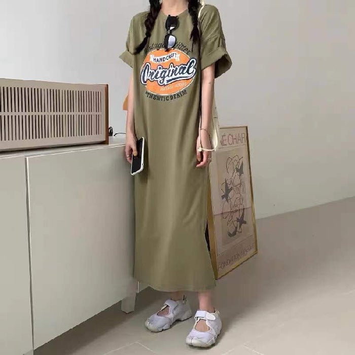 Plus Size Tee Dress 2023 Summer Casual Maxi White - Image 2