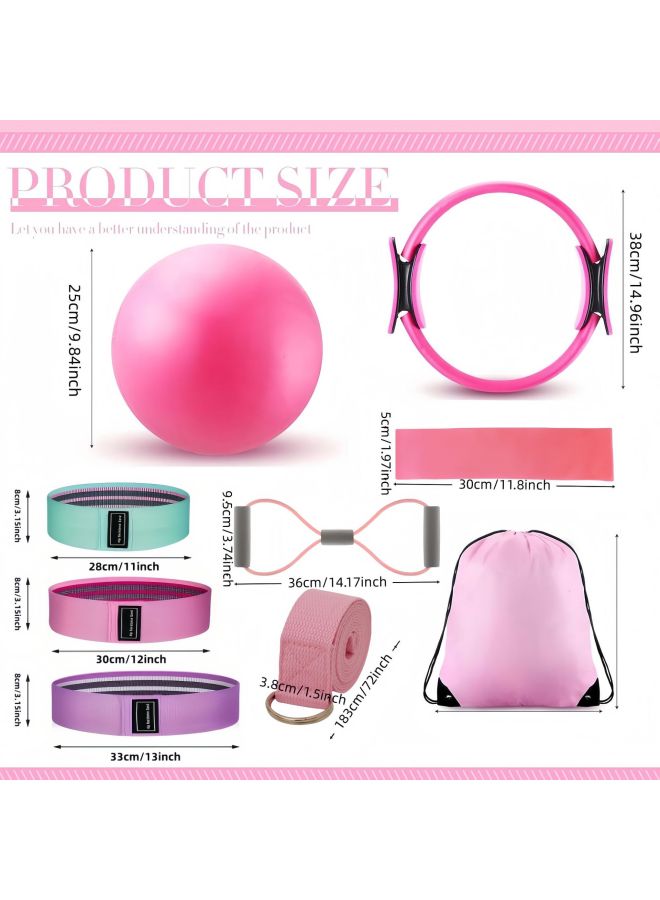 سترونج مجموعة اليوغا والبيلاتس المكونة من 10 قطع مع حلقة البيلاتس وكرة حزام رفع الورك مقاومة على شكل 8 - Image 3
