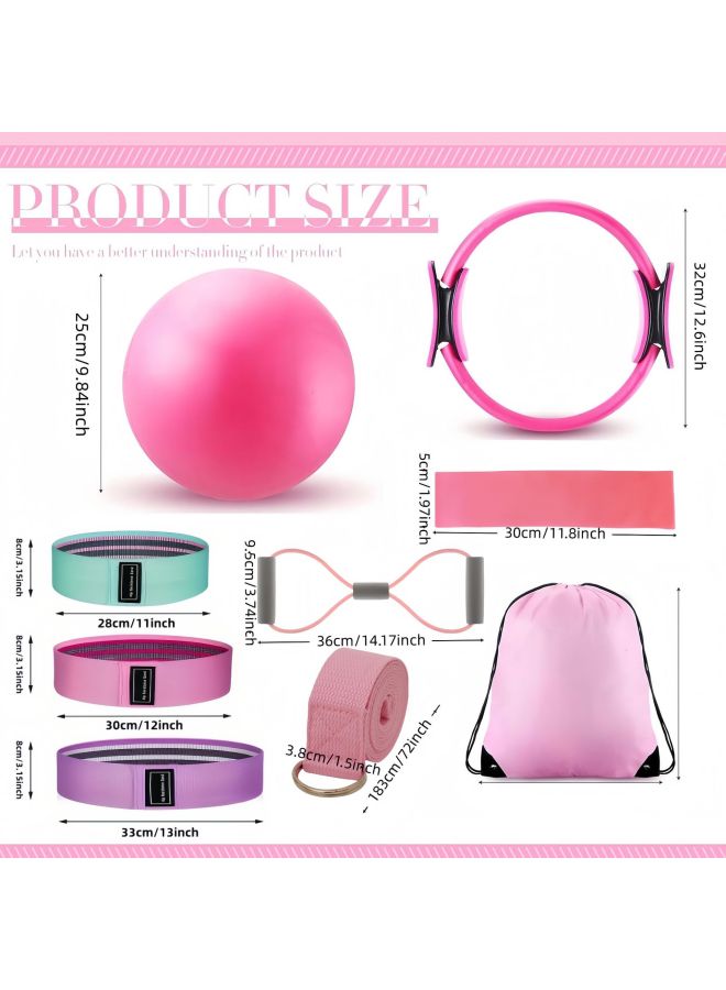 سترونج مجموعة اليوغا والبيلاتس المكونة من 10 قطع مع حلقة البيلاتس وكرة حزام رفع الورك مقاومة على شكل 8 - Image 4