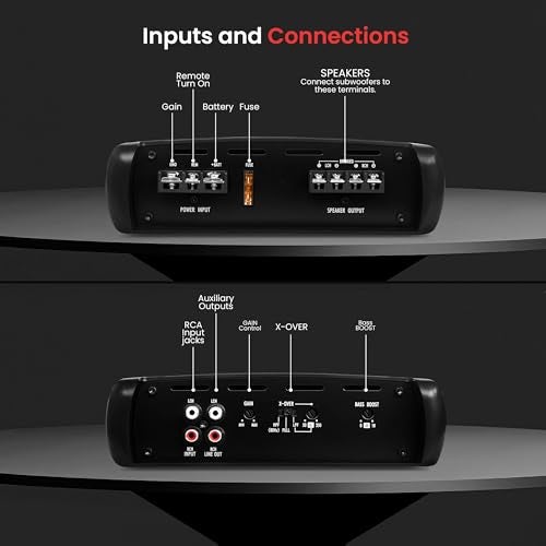 Pyle مضخم صوت بايل فئة AB موسفيت - سلسلة إنفنسابل 12 بوصة مضخمات متعددة القنوات للسيارات، 2 قناة 2000 واط كحد أقصى، دائرة حماية متقدمة، قيادة عالية التيار، تصميم مدمج وخفيف الوزن، مزود طاقة PWM - Image 3