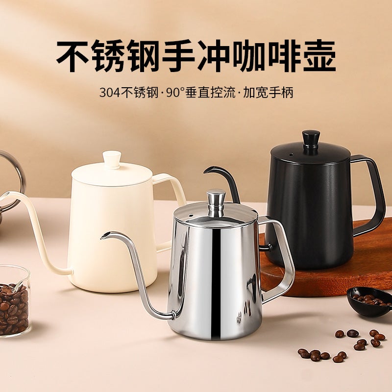 304 Stainless Steel Fine Mouth Hand Pot 600Ml Thickened Mini Long Mouth Fine Mouth Dripping Coffee Ear Pot With Lid - Image 5