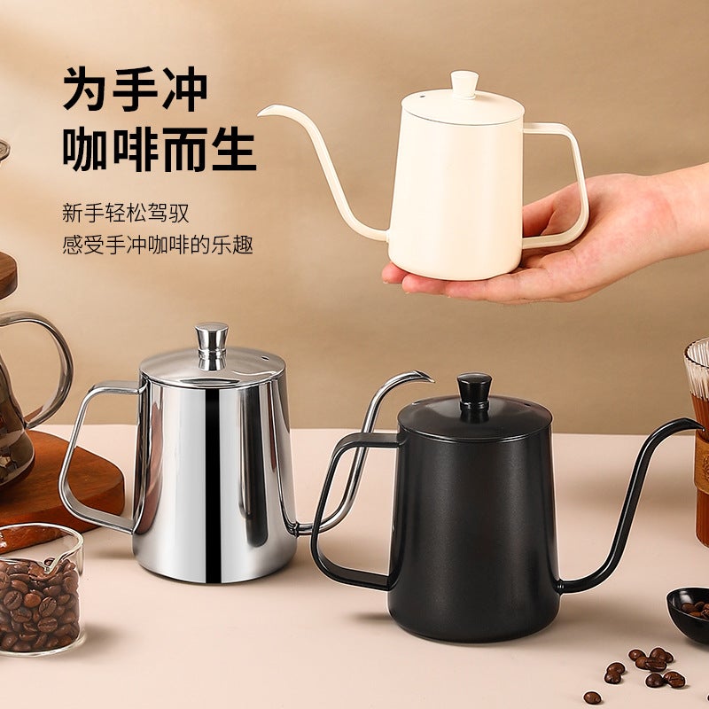 304 Stainless Steel Fine Mouth Hand Pot 600Ml Thickened Mini Long Mouth Fine Mouth Dripping Coffee Ear Pot With Lid - Image 4