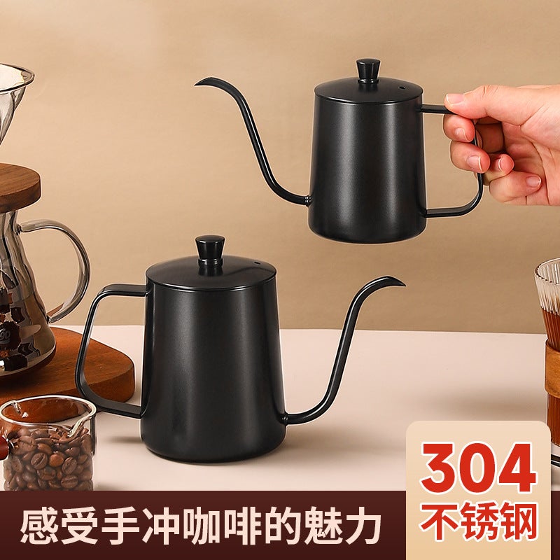 304 Stainless Steel Fine Mouth Hand Pot 600Ml Thickened Mini Long Mouth Fine Mouth Dripping Coffee Ear Pot With Lid - Image 3
