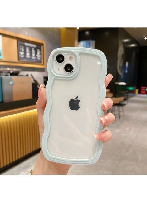 Applicable To IPhone14pro Max Apple 15 Mobile Phone Shell Candy Color Border 12/13 Two-in-one Wave-Color:WT Two-in-one Wave Mint Edge-Applicable Model:16promax (without Packaging)