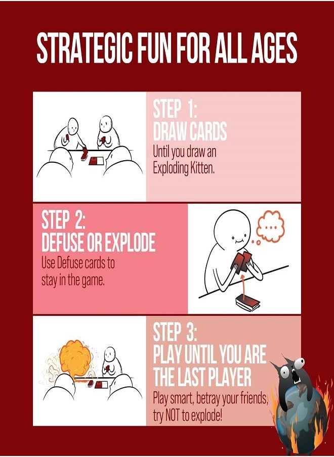 Exploding Kittens Exploding Kittens Original Edition - Hilarious Card Game for Family - Party Game for Ages 7 and Up - 56 Cards - 2-5 Players - 15 Minutes of Play  - Image 3