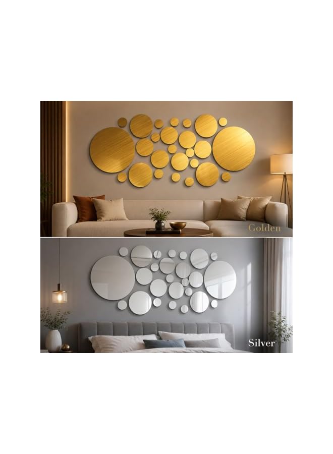 S-TOP 26 Pcs Acrylic Polka Dot Wall Mirror Stickers | DIY Decorative Art Decals for Home, Party, Bedroom & Living Room Mural - Image 2