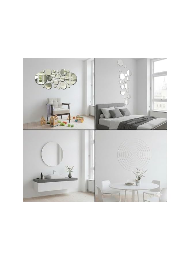 S-TOP 26 Pcs Acrylic Polka Dot Wall Mirror Stickers | DIY Decorative Art Decals for Home, Party, Bedroom & Living Room Mural - Image 4