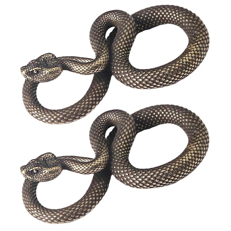 Tnyvm 2Pcs Bronze Snake Figurine Decor High Simulation Fantasy Brass Vintage Style Snake Statue for Office Snake Sculpture for Desktop, Men's Pendants - Image 1