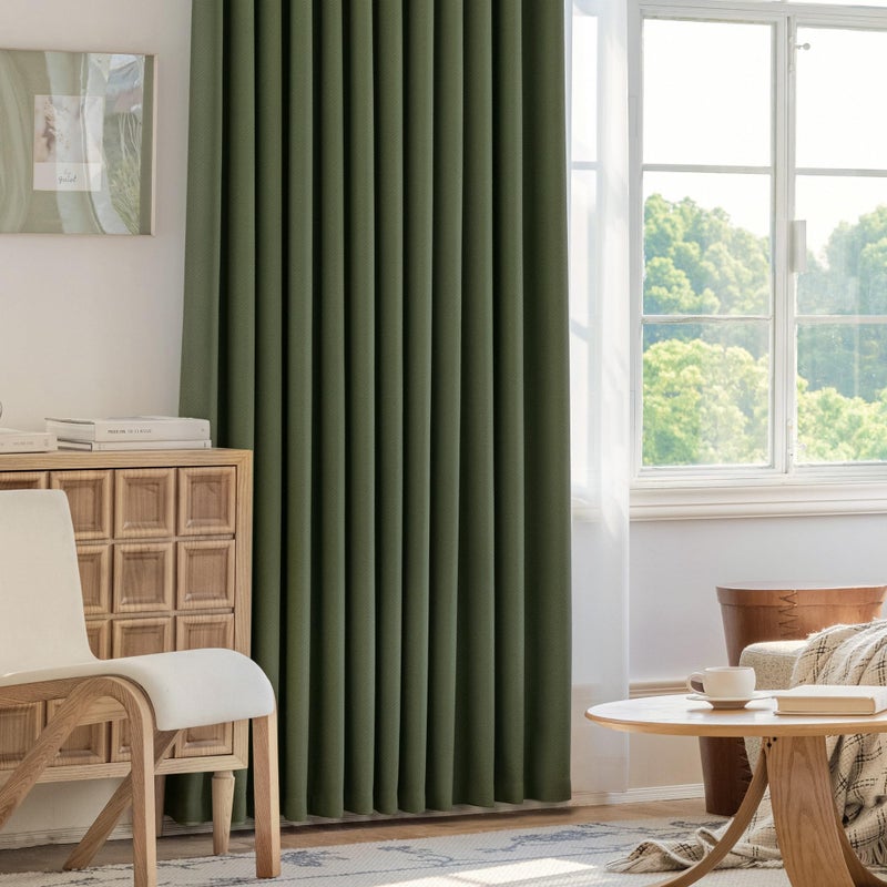 FMFUNCTEX 100% Blackout Curtains for Bedroom, Olive Green Curtains 84 Inches Long Textured Thermal Insulated Curtains for Living Room Drapes, Black Out Drapery Grommet Room Darkening 2 Panels - Image 3