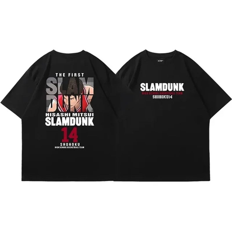 2024 Anime Slam Dunk Printed Men'S Oversized Japanese Cotton Short-Sleeved Cotton T-Shirt - Image 3