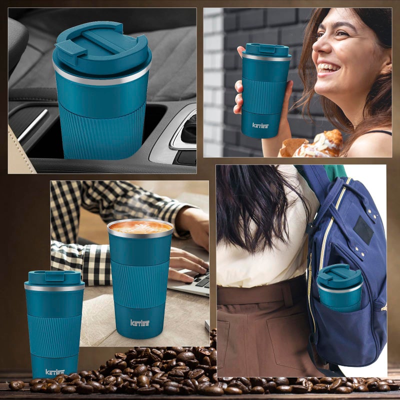 KETIEE Travel Coffee Mug 12oz: Insulated Coffee Cup with Leakproof Lid, Coffee Tumbler, Reusable Coffee Cups with Seal Lid, Vacuum Stainless Steel Coffee Mug to Go for Hot/Ice Coffee Tea (Blue) - Image 5