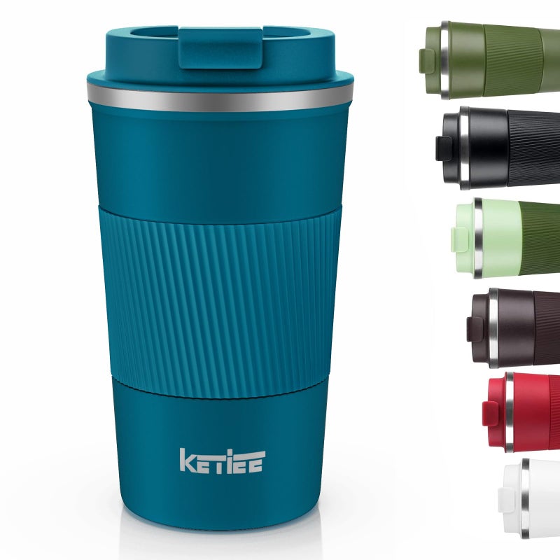 KETIEE Travel Coffee Mug 12oz: Insulated Coffee Cup with Leakproof Lid, Coffee Tumbler, Reusable Coffee Cups with Seal Lid, Vacuum Stainless Steel Coffee Mug to Go for Hot/Ice Coffee Tea (Blue) - Image 1