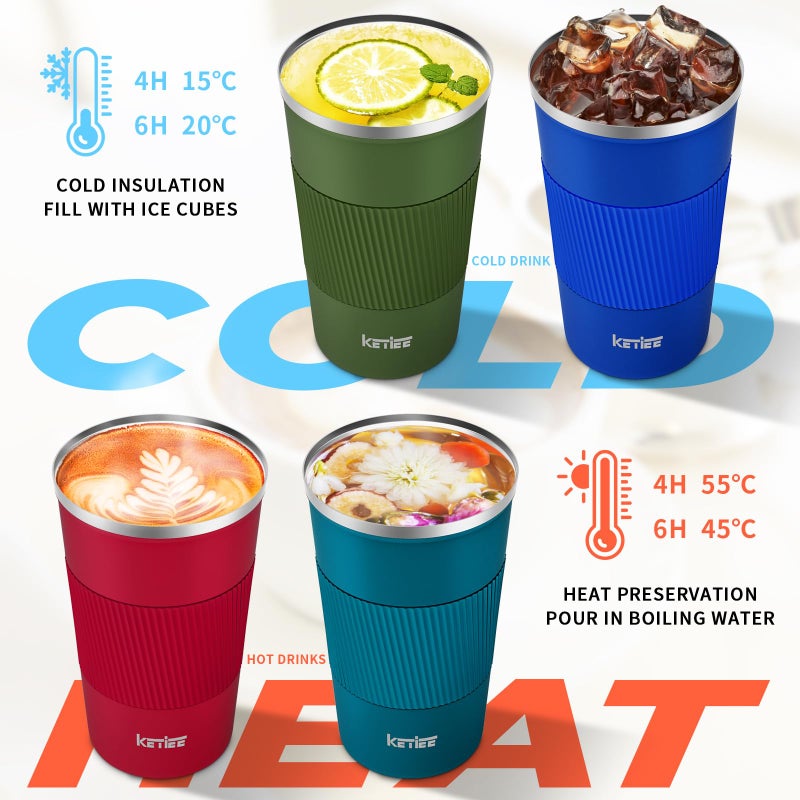 KETIEE Travel Coffee Mug 12oz: Insulated Coffee Cup with Leakproof Lid, Coffee Tumbler, Reusable Coffee Cups with Seal Lid, Vacuum Stainless Steel Coffee Mug to Go for Hot/Ice Coffee Tea (Blue) - Image 2