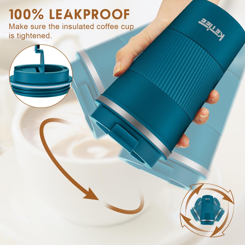 KETIEE Travel Coffee Mug 12oz: Insulated Coffee Cup with Leakproof Lid, Coffee Tumbler, Reusable Coffee Cups with Seal Lid, Vacuum Stainless Steel Coffee Mug to Go for Hot/Ice Coffee Tea (Blue) - Image 4