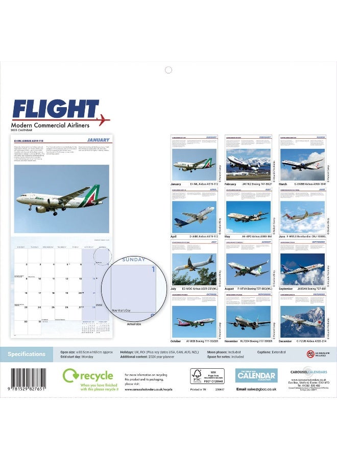 2023 Flight, Modern Commercial Airliners Wall Calendar - Image 2