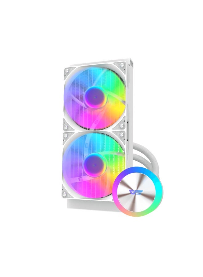 DarkFlash DG240 240mm Liquid CPU Cooler – ARGB RGB Water Cooling System, Copper Water Block, 400mm Tubing, Dual 120mm Fans (800–1800 RPM, 81.5 CFM, 2.3 mmH₂O), Intel & AMD AM5/AM4 Compatible | White - Image 3