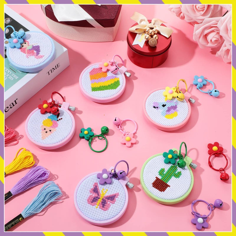 Chuangdi 6 Sets Cross Stitch Kits for Beginners Embroidery Kit Cross Stitch for Kids Embroidery Stitches Practice Needlepoint for Starters - Image 4