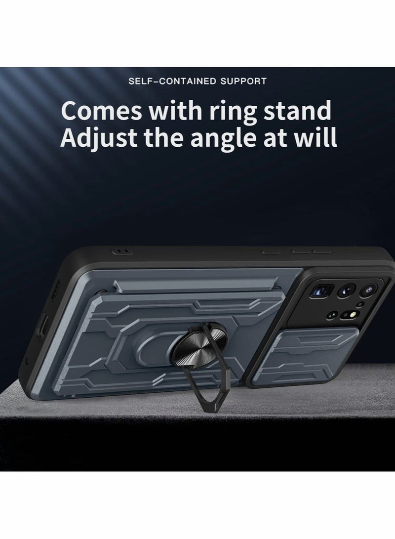 Captaintech Case for Samsung Galaxy Note 20 Ultra Case Cover Slide Camera, KASTWAVE Kickstand＆Card Holder Cover Armor Slim Heavy Duty Hard Phone Case for Samsung Note 20 Ultra (Gray） - Image 2