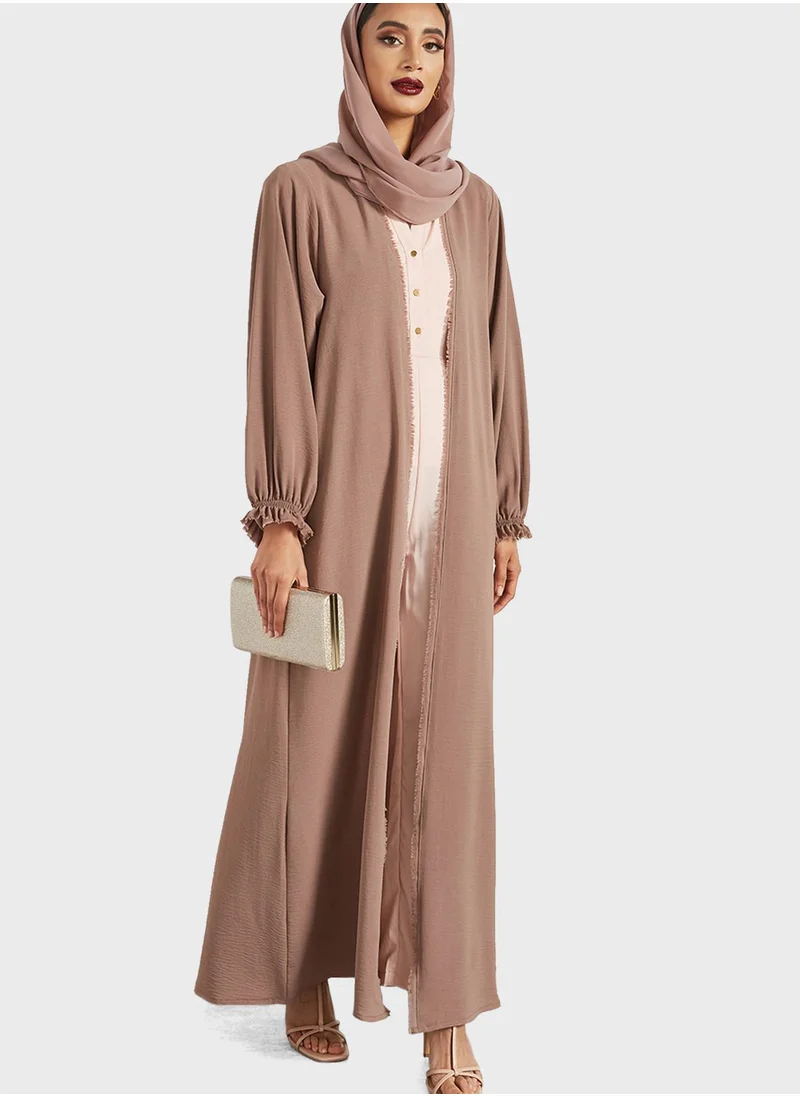 Threadz by Ajooni Frayed Trim Detail Abaya