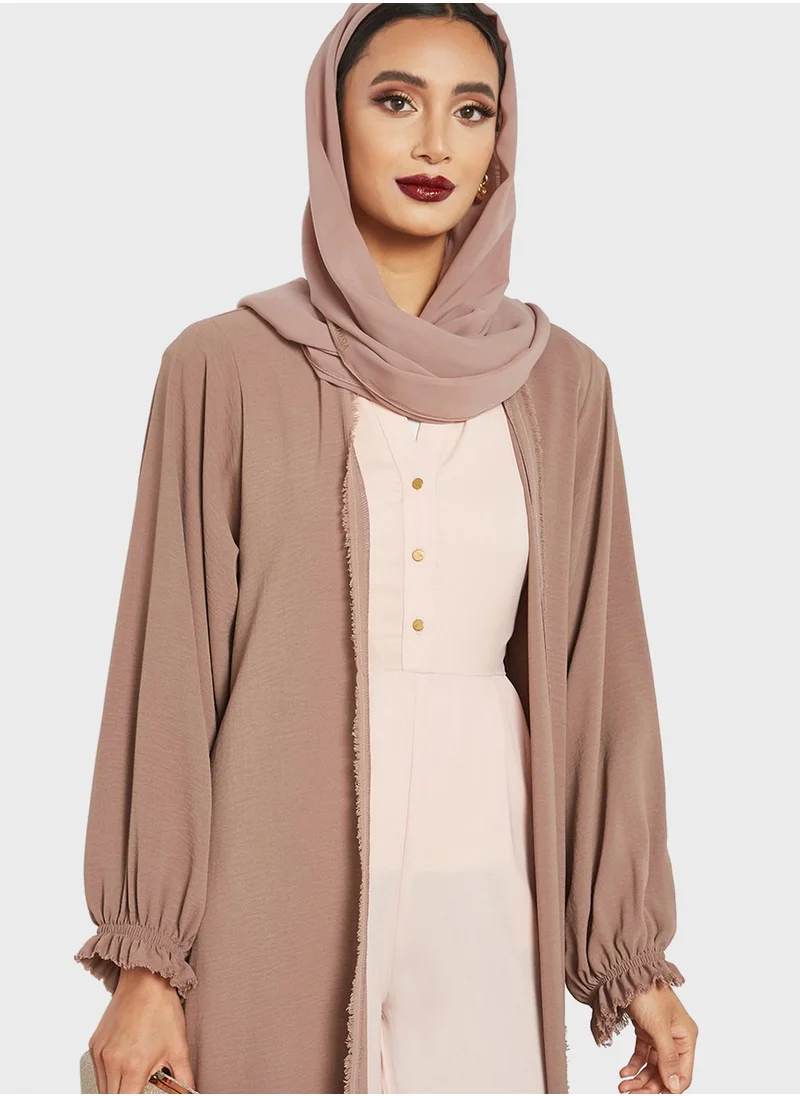 Threadz by Ajooni Frayed Trim Detail Abaya