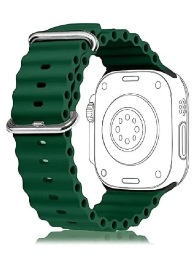 Ocean - Soft Silicone Ocean Band Compatible with Apple Watch Ultra Band 49mm,45mm,44mm,42mm for Men Women High Qulaity Adjustable Bands for Apple iWatch Series 8,7,SE,6,5,4,3,2,1 Green - Image 1