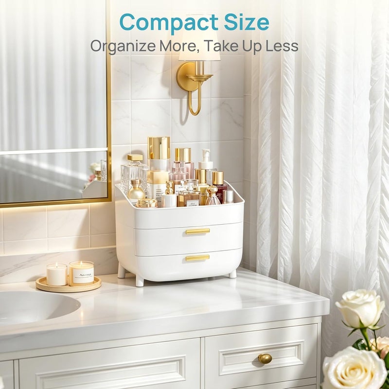 Vtopmart 3-Tier Skincare Makeup Organizer with Drawers for Vanity and Bathroom Countertop, Large Cosmetic Storage Box Case for Dresser, with Non-Slip Base - Image 5