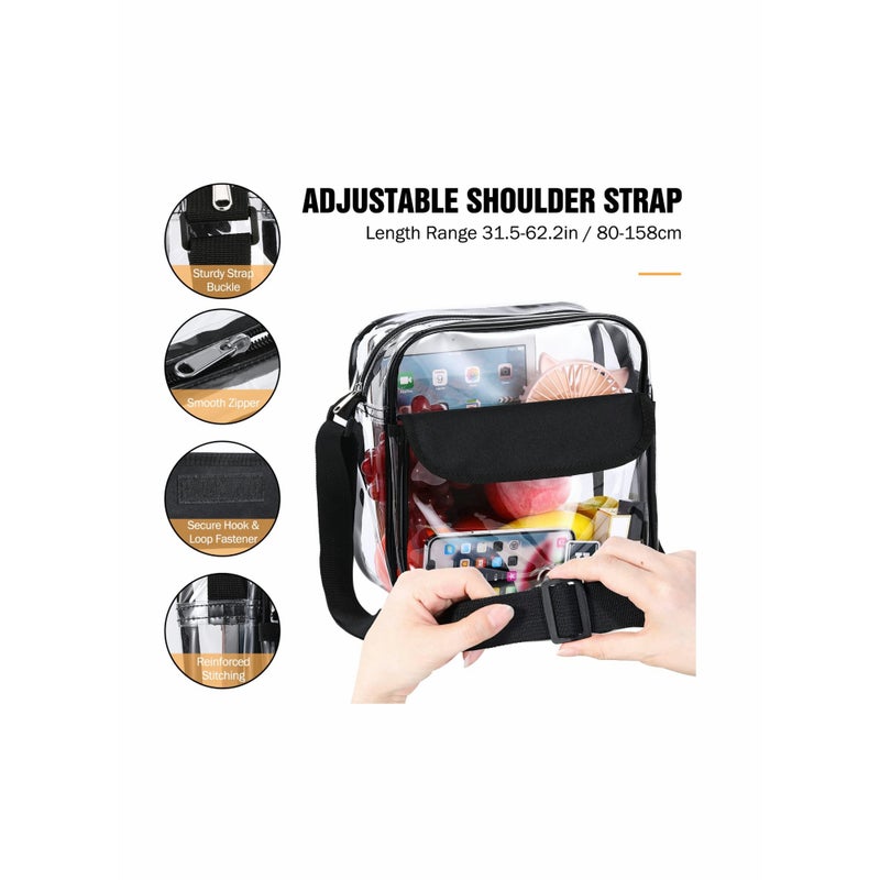 SOLARAE Clear Crossbody Bag, See Through Clear Purse Handbags with Adjustable Strap, Transparent Waterproof PVC Messenger Shoulder Bag for Women Work Sport Concert, Clear - Image 4
