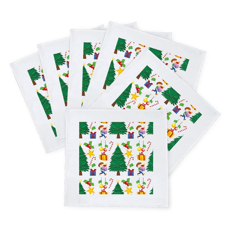 Khakee 6 Pcs Christmas Theme Silk Table Napkins 10x 10 for Xmas Decoration Christmas OrnamentsChristmas Giftxmas21799 - Image 2