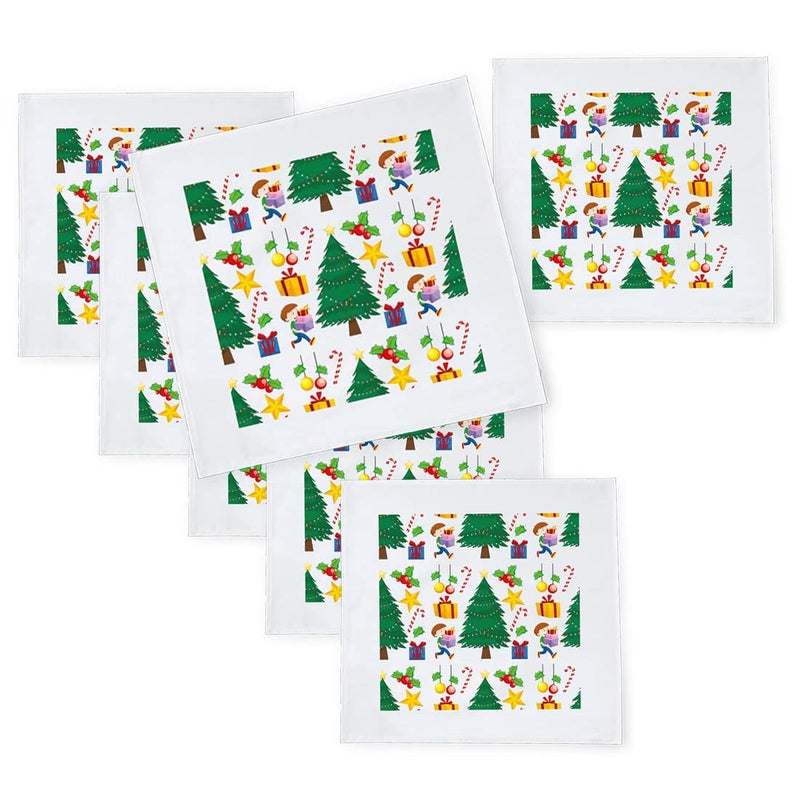 Khakee 6 Pcs Christmas Theme Silk Table Napkins 10x 10 for Xmas Decoration Christmas OrnamentsChristmas Giftxmas21799 - Image 1