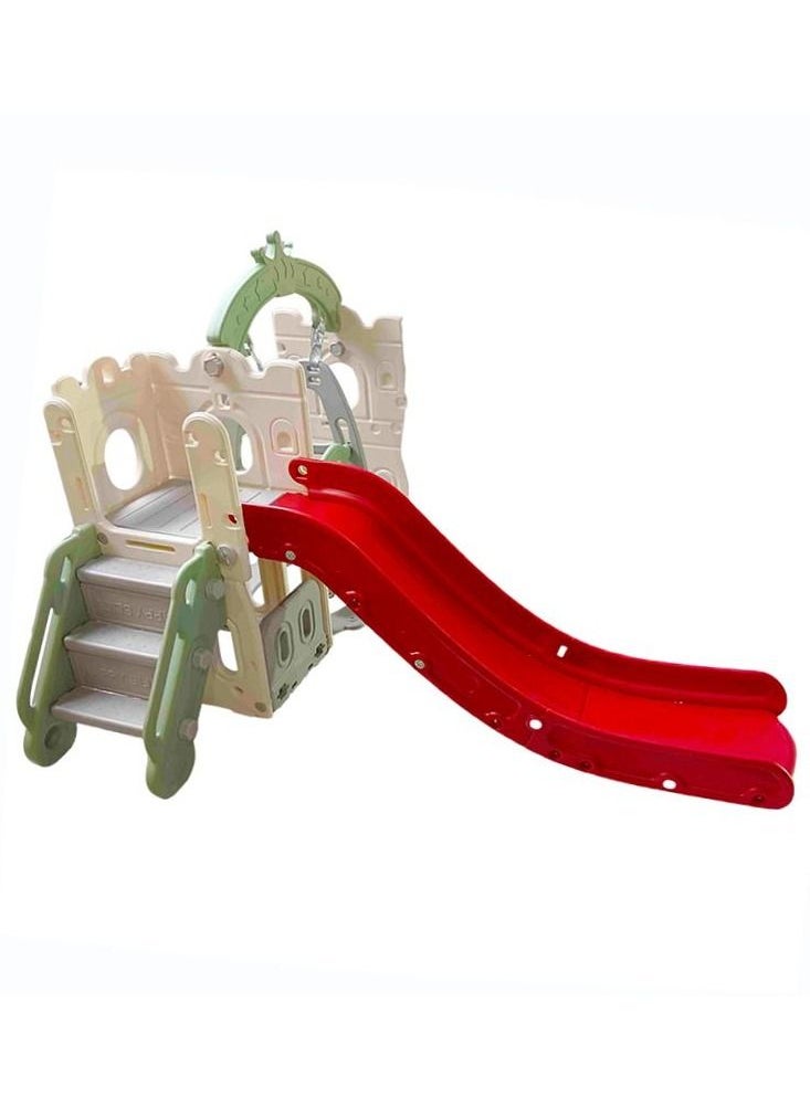 Baby - SHAPED STAIR SLIDE WITH SWING - FULLY CLOSED STEPS + BALL RING 215X165X122CM GREEN 28-002-11G - Image 1