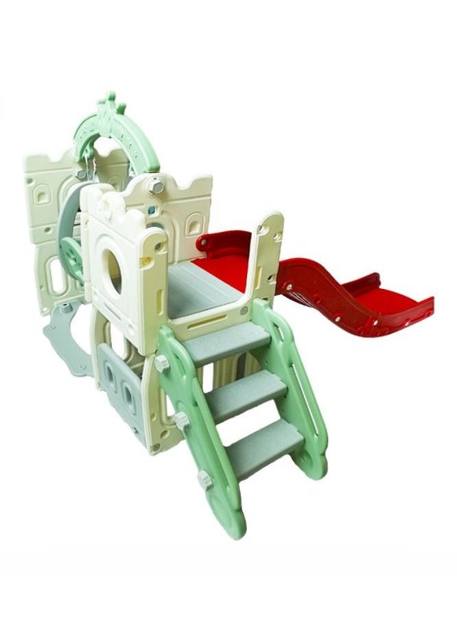 Baby - SHAPED STAIR SLIDE WITH SWING - FULLY CLOSED STEPS + BALL RING 215X165X122CM GREEN 28-002-11G - Image 1