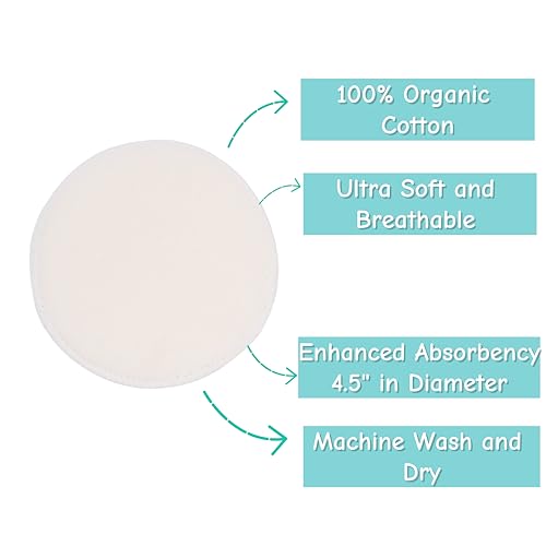 TL Care Nursing Pads Made with Organic Cotton - Soft, Breathable, Absorbent & Washable, Natural Color, 12 Count - Image 4