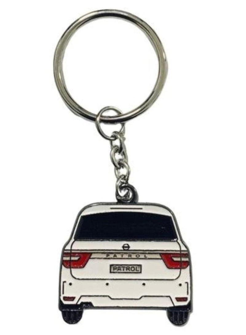 سلسلة مفاتيح نيسان باترول نيسمو معدنية من الفولاذ المقاوم للصدأ سلسلة مفاتيح باللون الأبيض - Image 1