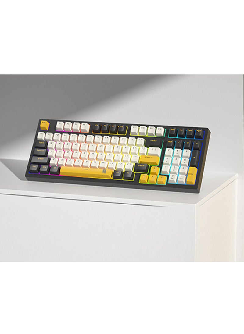 Rock Pow - ROCK POW 97 Keys Arabic English Mechanical Gaming Keyboard USB Wired Mechanical Keyboard,Ergonomic RGB LED Backlit 85% Computer Keyboard Anti-ghosting, Splash-Proof, Ideal for PC/Mac Gamers Blue Switches - Image 1
