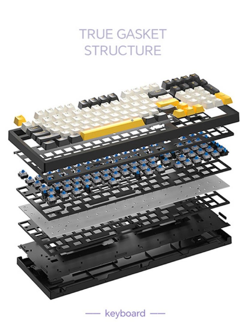 Rock Pow - ROCK POW 97 Keys Arabic English Mechanical Gaming Keyboard USB Wired Mechanical Keyboard,Ergonomic RGB LED Backlit 85% Computer Keyboard Anti-ghosting, Splash-Proof, Ideal for PC/Mac Gamers Blue Switches - Image 1