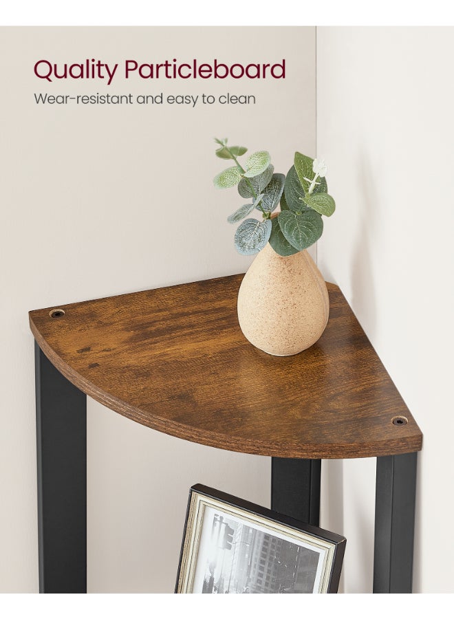 VASAGLE Corner Shelf Unit, 4-Tier Corner Shelf, Ladder Shelf for Living Room, Bookshelf or Plant Stand, Industrial Accent Furniture, Rustic Brown and Black - Image 5