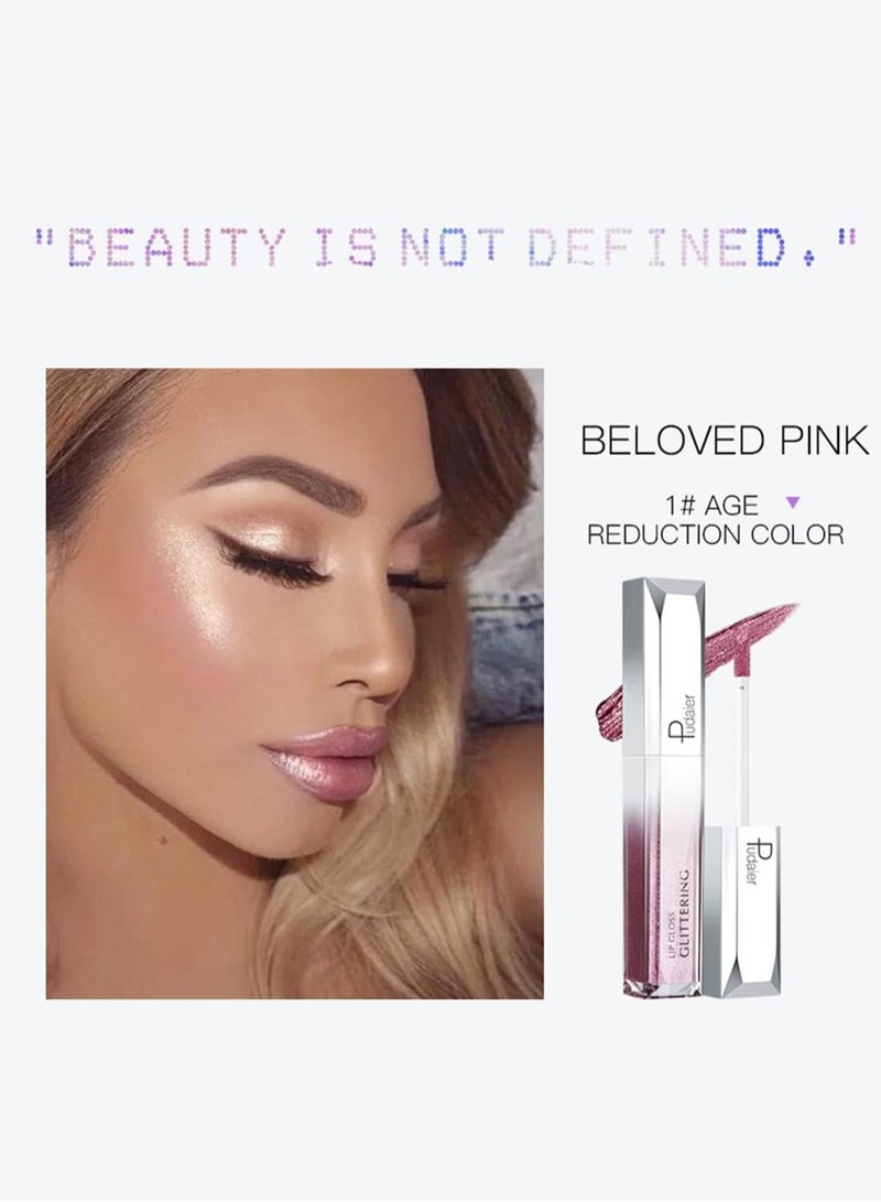 بوداير ملمع الشفاه Glitter ، أحمر شفاه سائل معدني لامع ، مكياج شفاه مرطب مقاوم للماء للشفاه للخدين عيون ذهبي 02# - Image 2