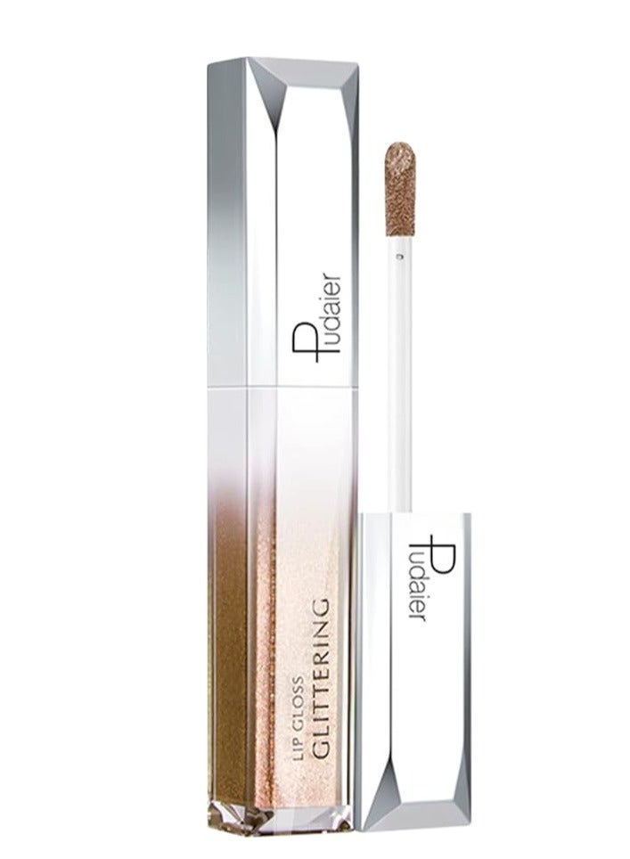 بوداير ملمع الشفاه Glitter ، أحمر شفاه سائل معدني لامع ، مكياج شفاه مرطب مقاوم للماء للشفاه للخدين عيون ذهبي 02# - Image 1