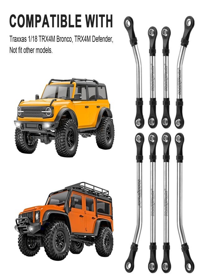 Hobbypark روابط الفولاذ المقاوم للصدأ من هوبي بارك لترقيات TRX4M مجموعة روابط عالية الوضوح مع روابط قابلة للتعديل متوافقة مع تراكساس TRX-4M برونكو ديفندر 1/18 سيارة زاحفة RC - Image 3