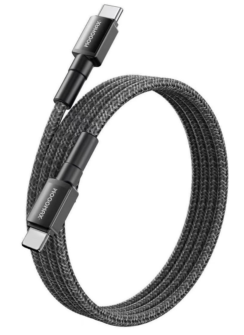 MOOGMAX - 60W type c cable fast charger, 1 meter long. Type-C charging cable is made of cut-resistant, durable fabric. The type c cable supports all iPhones that support the Type-C port, Samsung devices, and other phones. The original cable type c is made of the finest copper for high conductivity and safety. data cable type c. Moogmax black charger cable. - Image 1