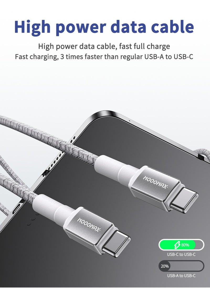 MOOGMAX - 60W type c cable fast charger, 1 meter long. Type-C charging cable is made of cut-resistant, durable fabric. The type c cable supports all iPhones that support the Type-C port, Samsung devices, and other phones. The original cable type c is made of the finest copper for high conductivity and safety. data cable type c. Moogmax black charger cable. - Image 1