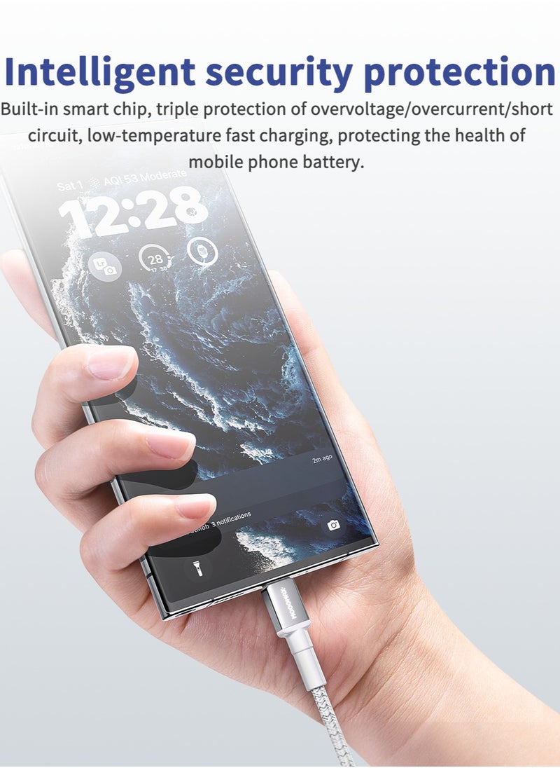 MOOGMAX - 60W type c cable fast charger, 1 meter long. Type-C charging cable is made of cut-resistant, durable fabric. The type c cable supports all iPhones that support the Type-C port, Samsung devices, and other phones. The original cable type c is made of the finest copper for high conductivity and safety. data cable type c. Moogmax black charger cable. - Image 1