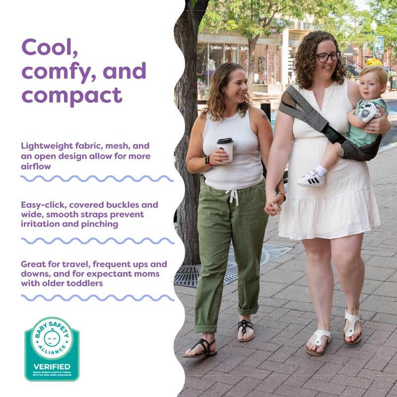 Boppy ComfyHold Cross-Body Hip Baby Carrier - Light, Compact, and Breathable with Wide Comfy Seat and Snug No-Slip Fit, Baby Safety Alliance Verified - Image 4