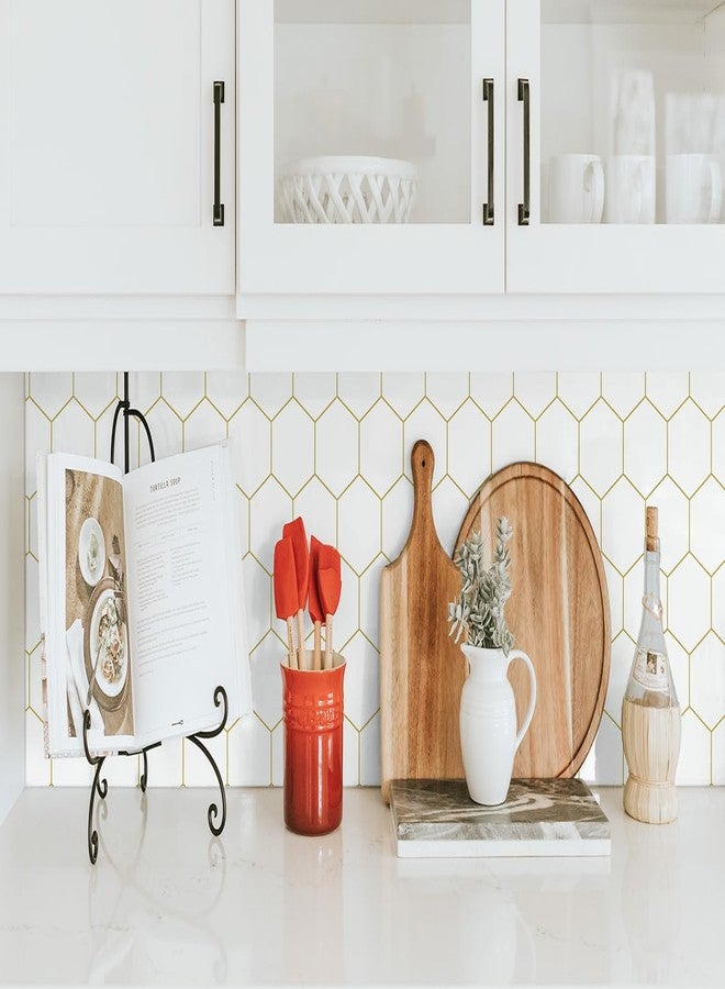 Fiula Gold and White Geometric Wallpaper Peel and Stick Wallpaper Hexagon White Wallpaper 17.3”×78.7”Decorative Shelf Drawer Liner Roll Waterproof - Image 2