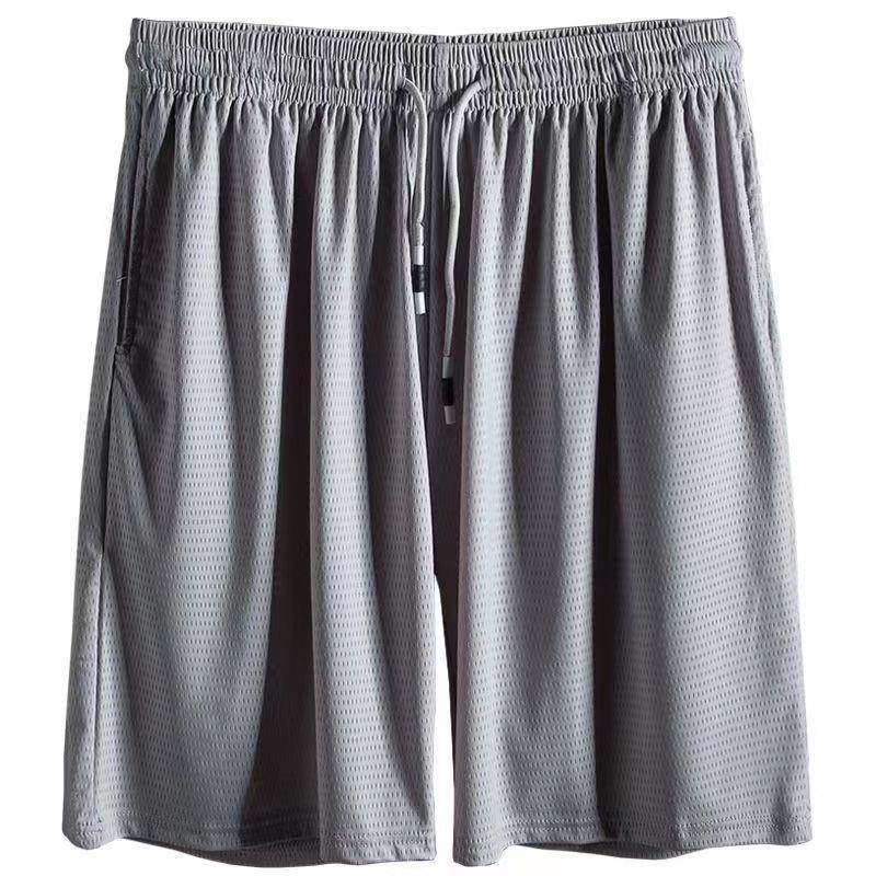 Summer Mens Casual Shorts Ice Silk Mesh Loose Shorts Breathable Quick-drying Air-conditioning Pants Sports Running Shorts for Men light gray Mesh