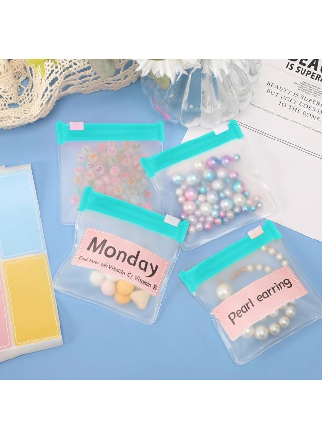 MARFOREVER 39 Pcs Pill Organizer, Reusable Pill Box Pill Case Travel Pill Organizer, 28 Pcs Plastic Pill Container with Slide Lock 10 Sheets Labels and 1 Pc Marker - Image 4