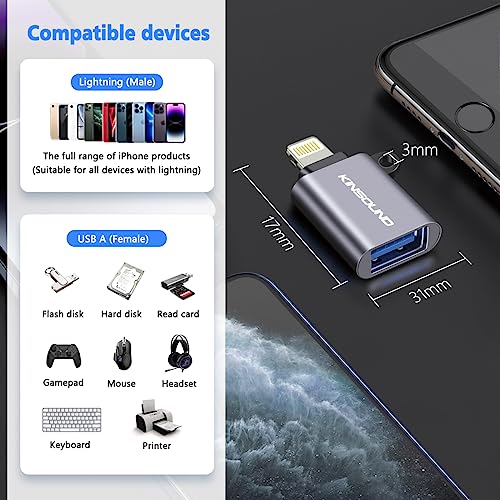 Kinsound 301 USB OTG for iPhone/iPad, Lightning OTG Pendrive Adapter Compatible with iOS 13 and Later Support Connect USB Flash Drive, Keyboard, Mouse - Image 5